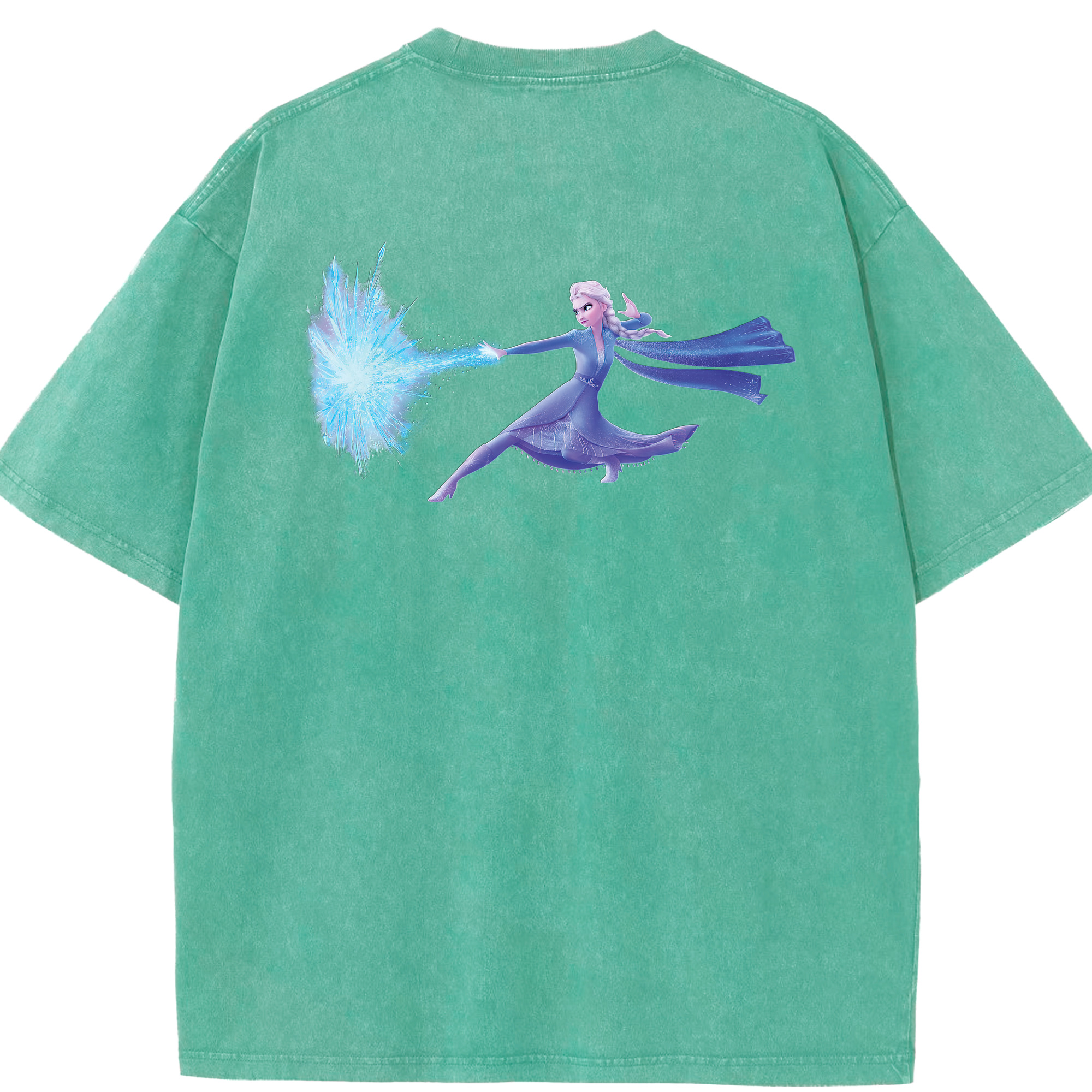 （画像用） アナと雪の女王 アンナ エルサ Frozen Anna Elsa 綿100% ヴィンテージ風 半袖Tシャツ（背面プリント）
